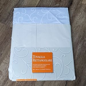 NWT Pratesi Cotton Damask White Tablecloth 65 x 105